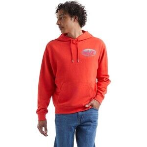 Hanes Mens Explorer French Terry Hoodie Lightweight Graphic Orange Ombre City XS